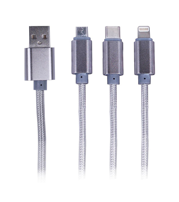 Cable 3 en 1 c/Micro USB/IPhone/Tipo C Metálico 79PLC21522 Philco