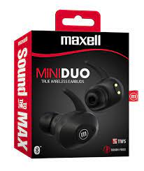 Audífonos In Ear Inalambricos Tws Maxell Bluetooth Mini Duo Negro