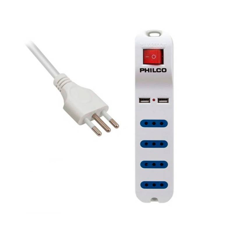 Alargador Philco XT 41 USB 4 Pos Blanco 2500 W USB