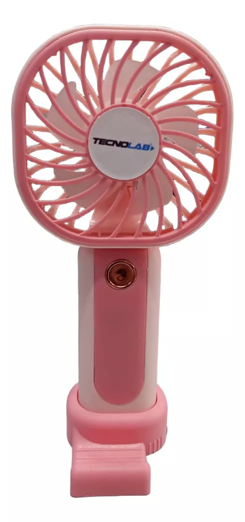 Mini Ventilador Recargable Portátil Rosado Tecnolab