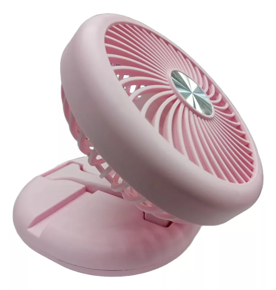 Ventilador Plegable Recargable Usb Portátil Rosado Tecnolab