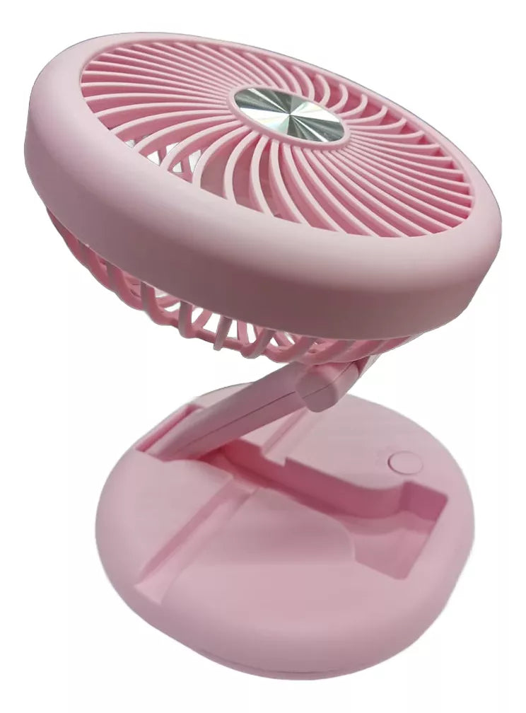 Ventilador Plegable Recargable Usb Portátil Rosado Tecnolab