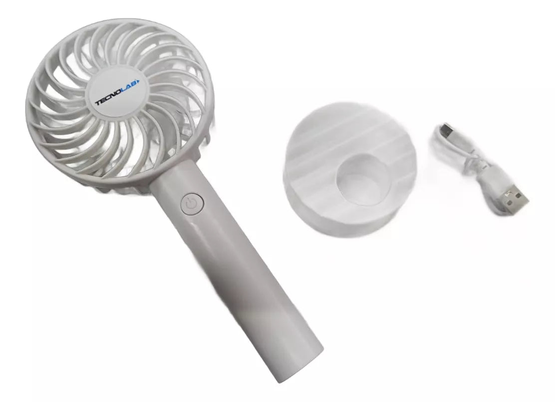 Ventilador Recargable Portátil Con Soporte Blanco