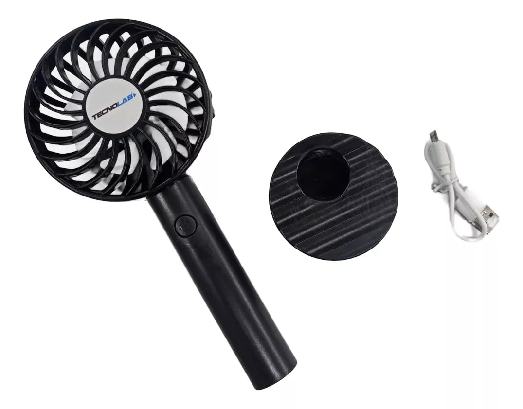 Ventilador Recargable Portátil Con Soporte Negro