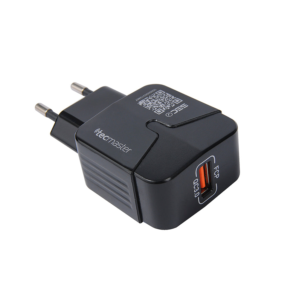 Cargador De Pared Quick Charge  Black Tecmaster