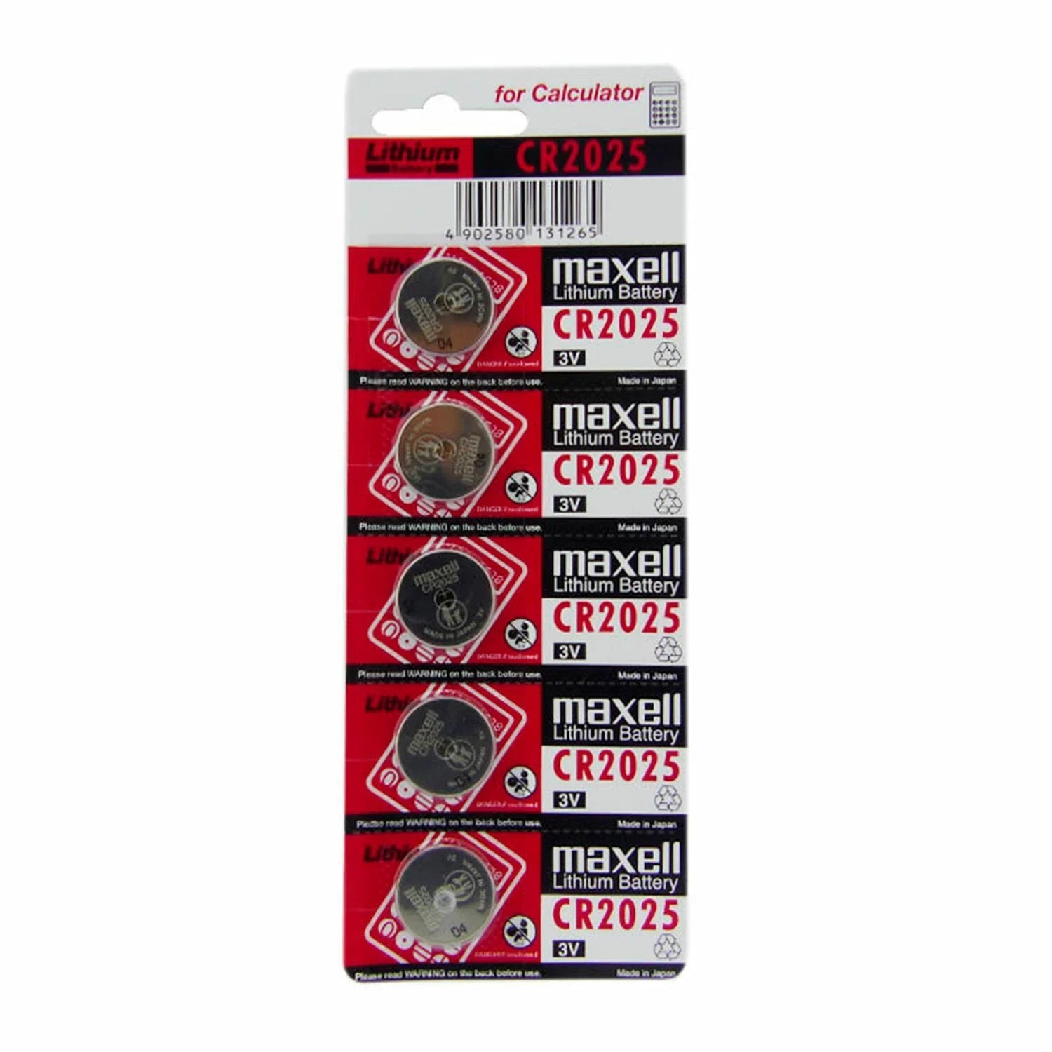 Pack 5 Pilas Maxell  CR2025 Lithium Battery 3v