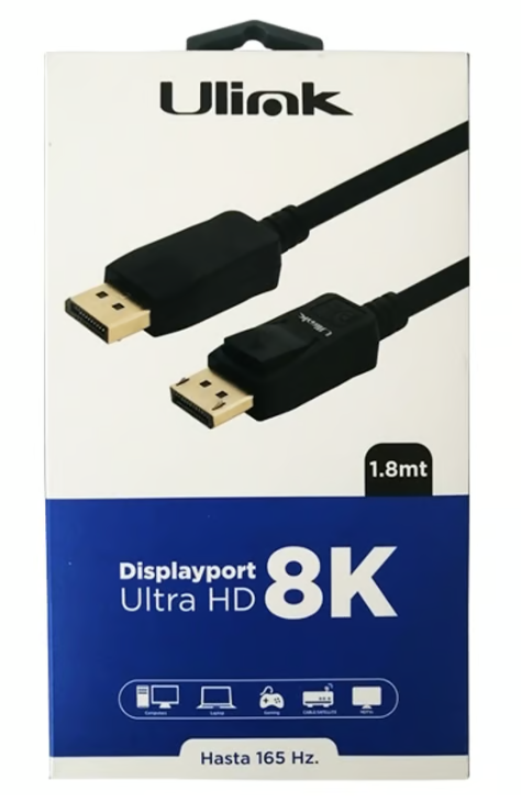 Cable Display Port Ultra HD 8k Macho - Macho Ulink