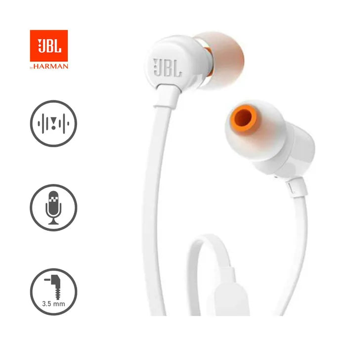 Audífonos JBL Tune T110 Con Micrófono Conector 3.5mm Blanco