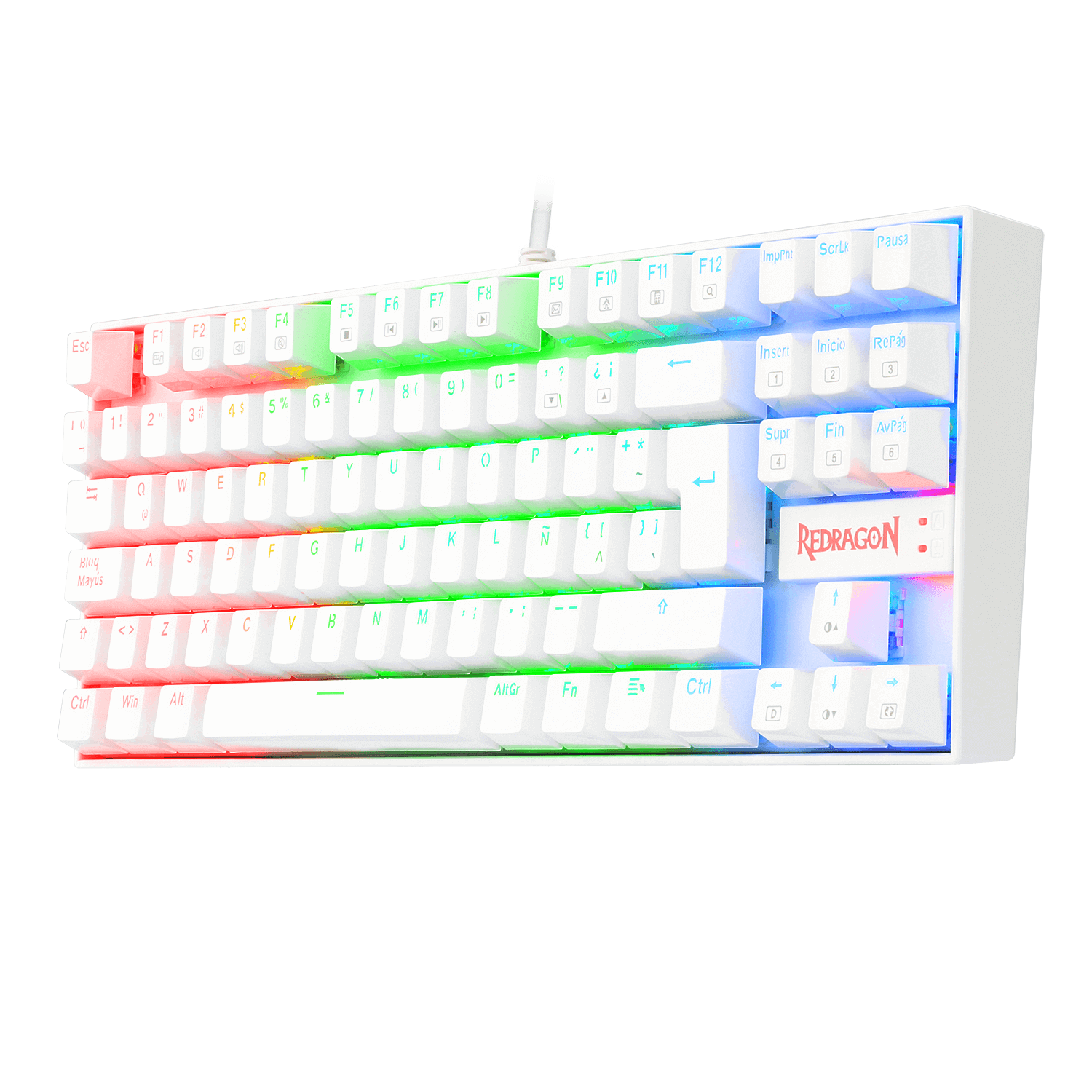 Teclado Mecánico Redragon Kumara White K552W RGB Switch Azul