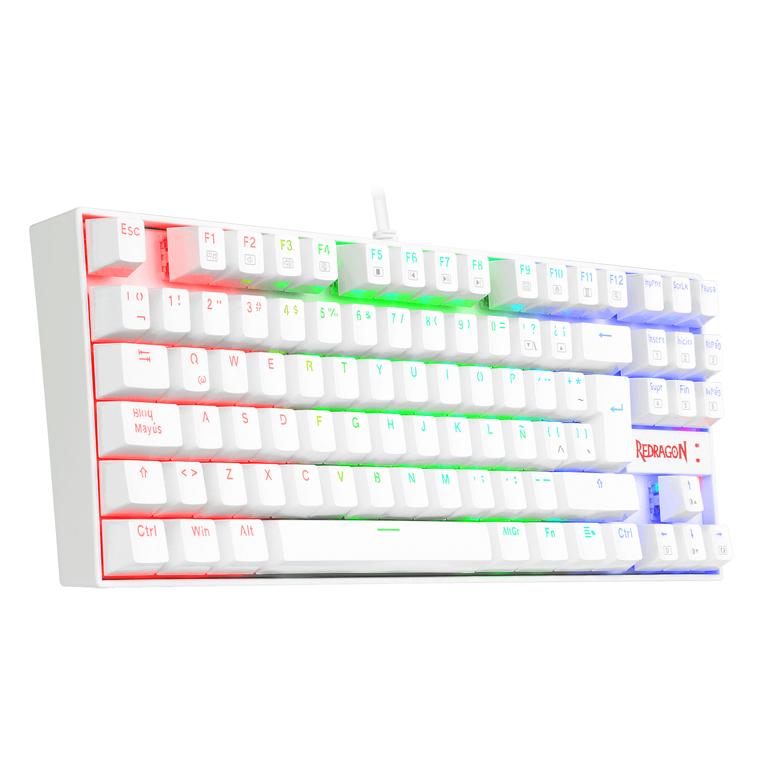 Teclado Mecánico Redragon Kumara White K552W RGB Switch Azul