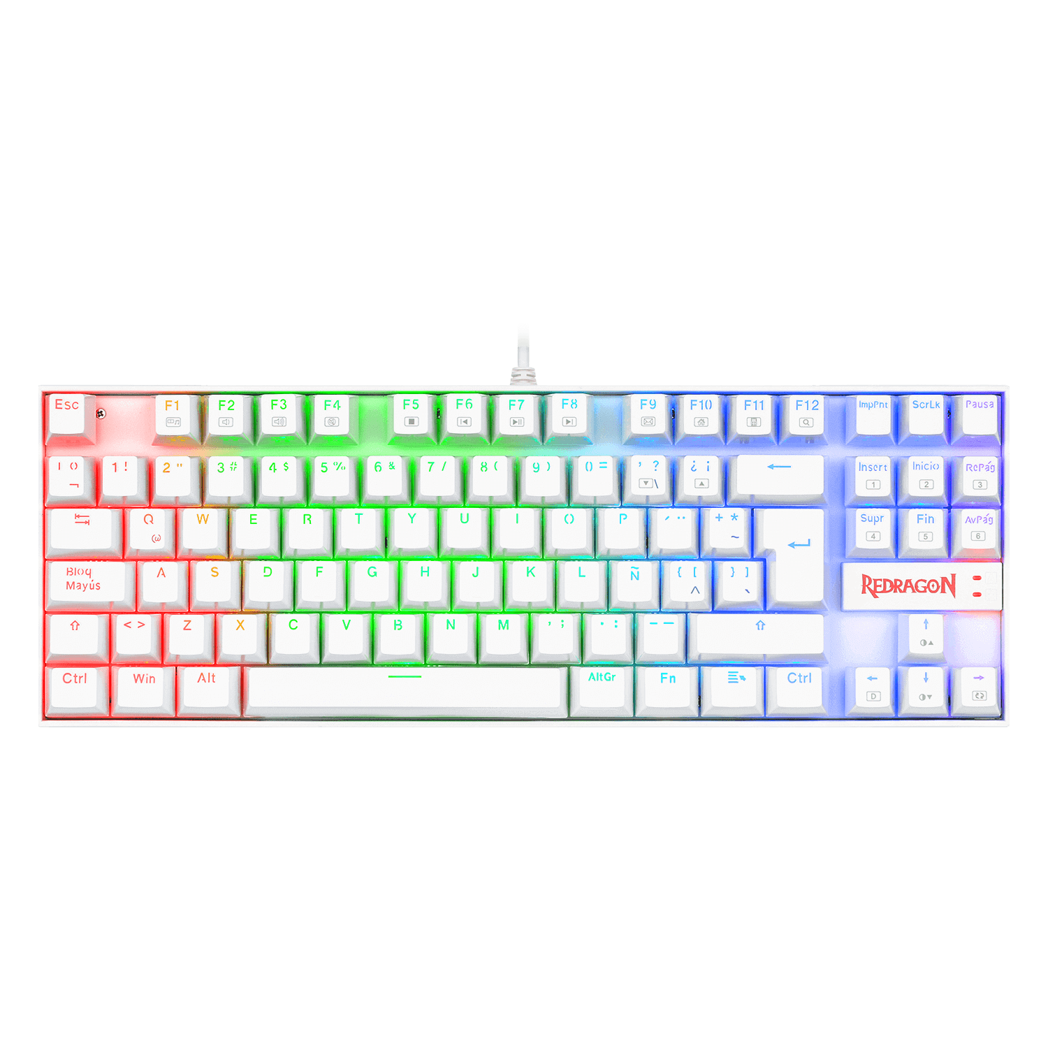 Teclado Mecánico Redragon Kumara White K552W RGB Switch Azul