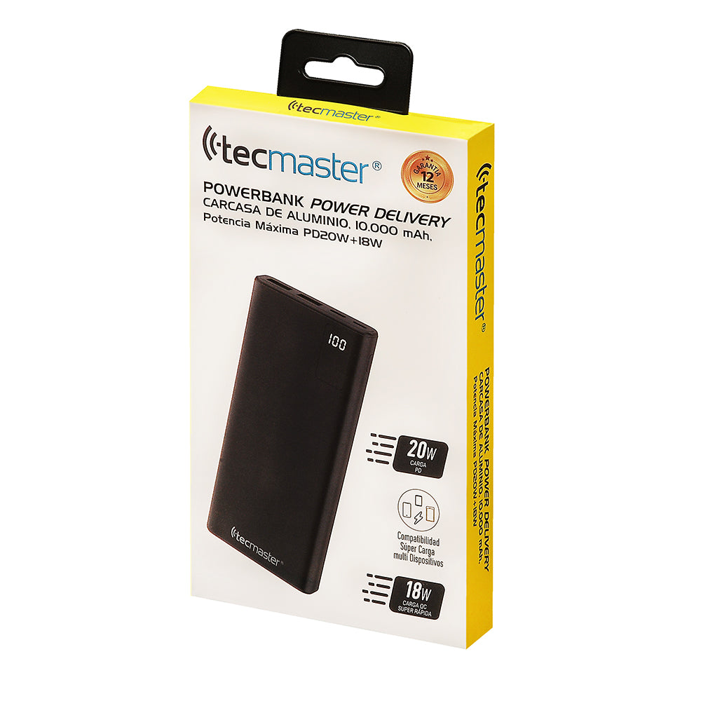 Power Bank 10.000 mAh Tecmaster (Negro)