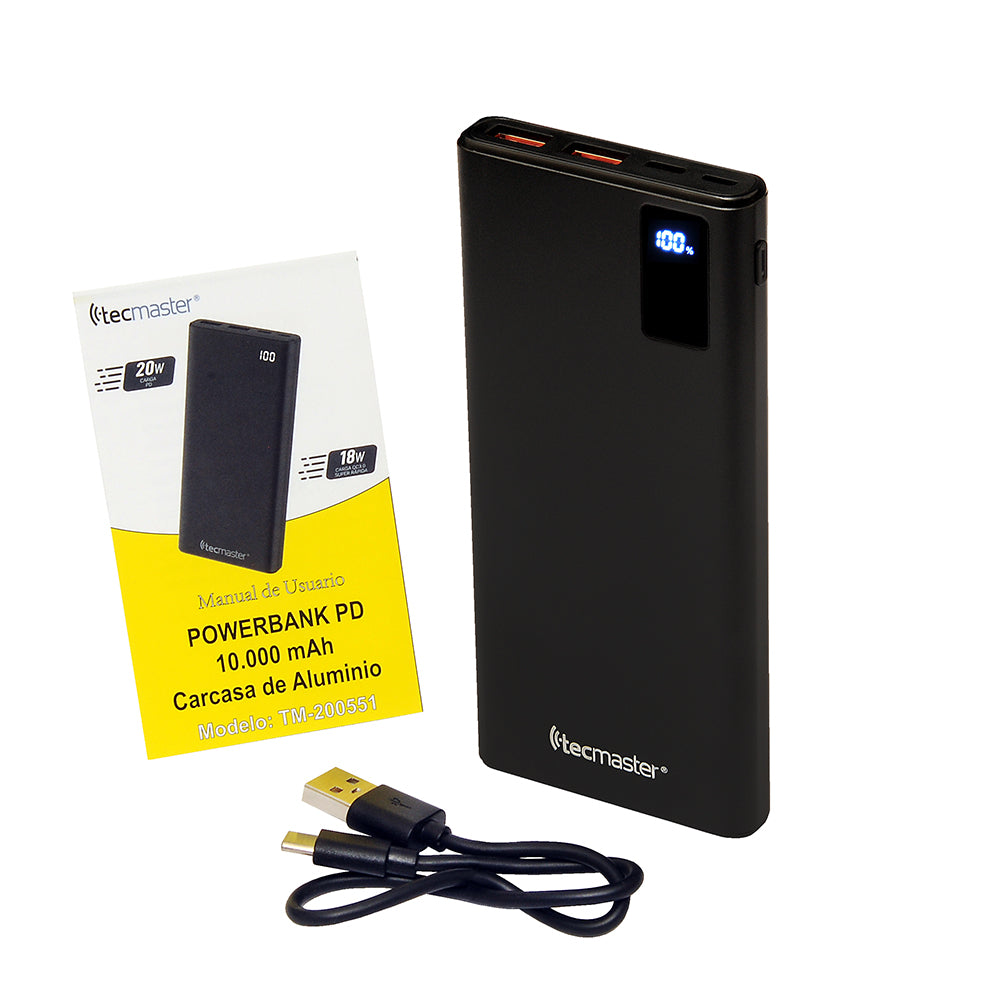 Power Bank 10.000 mAh Tecmaster (Negro)