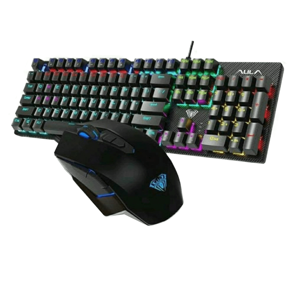 Combo Teclado Mecánico RGB Y Mouse 7 Botones T640 AULA