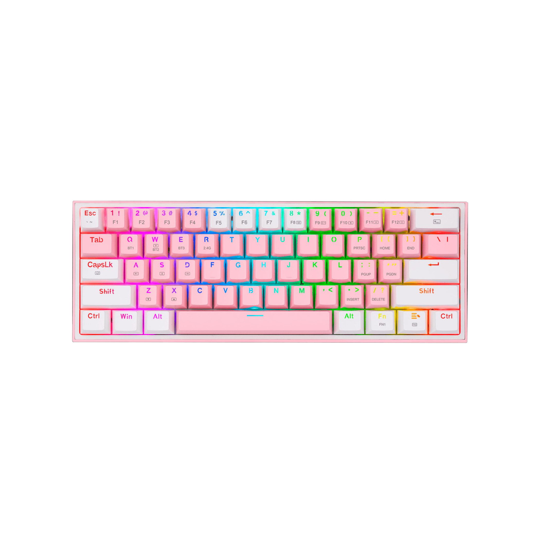 Teclado Mecánico Redragon Fizz Pink White K616 RGB