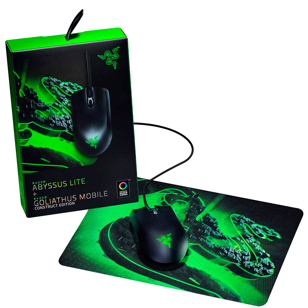 Combo Razer Abyssus Lite + Mousepad Goliathus Mobile Construct Edition